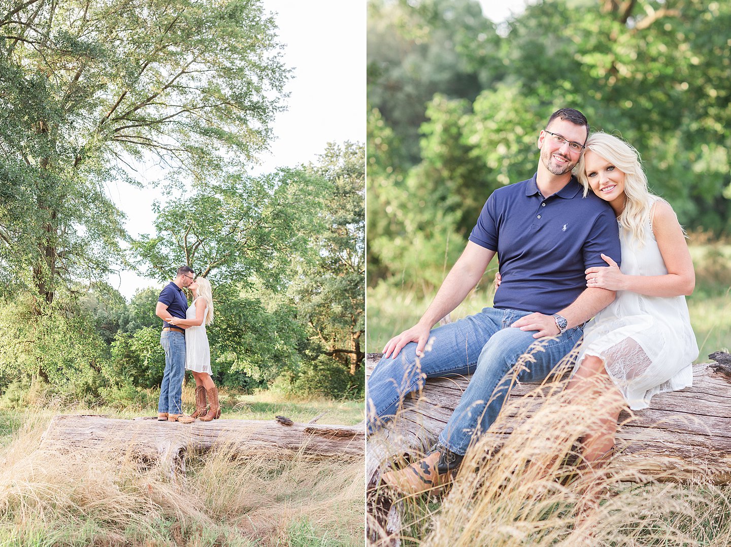 couples engagement portrait in countryside fountain inn
