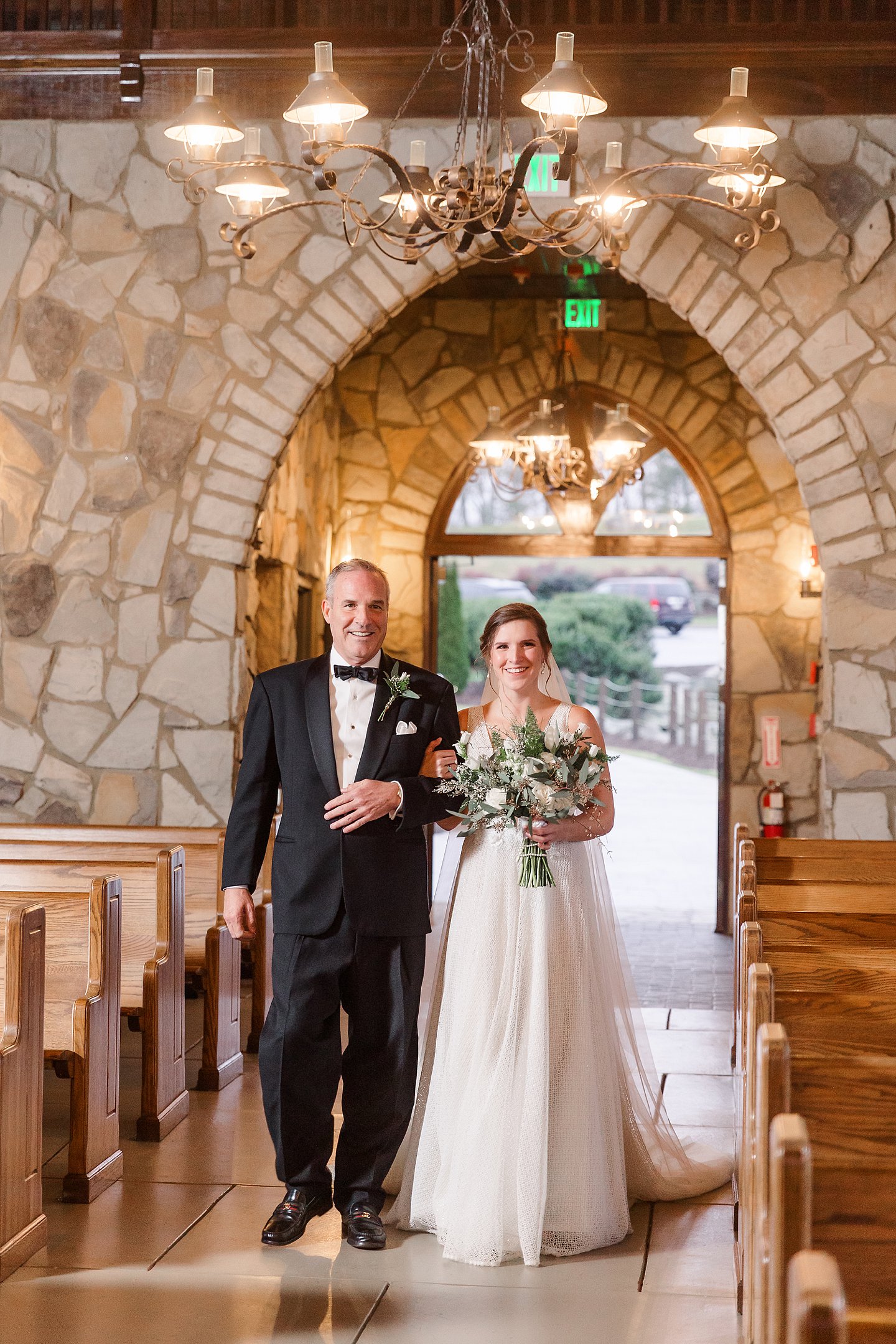 glassy chapel ceremony wedding bride and groom portrait