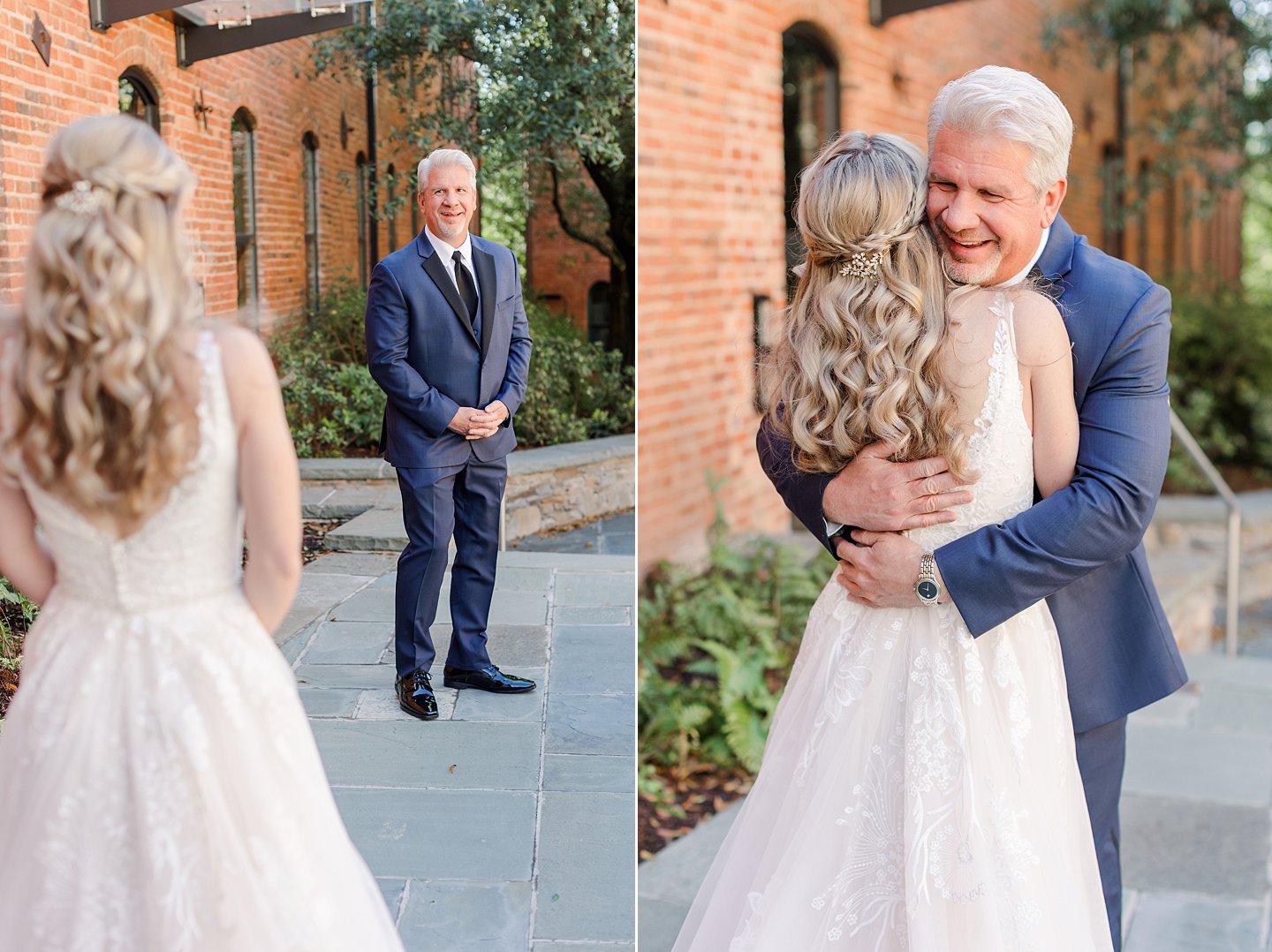 bride's first look with father at wedding